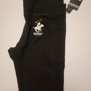 Beverly Hills Polo Club Kids Leggings in Black with White Logo